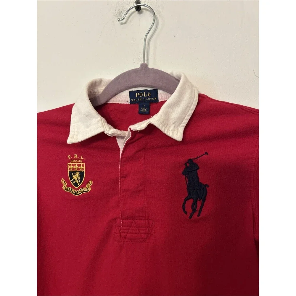 Kids Ralph Lauren Big Pony Polo Red Long Slleeve Size 7